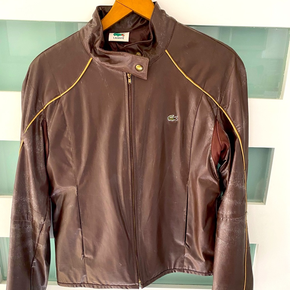 Seamstress/Seamster project- Izod brown pleather Moto jacket